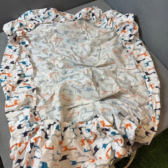 Pottery Barn Kids Harper Giraffe Crib Fitted Sheet Orange Blue Gray 27.5" x 52" - Picture 3 of 7